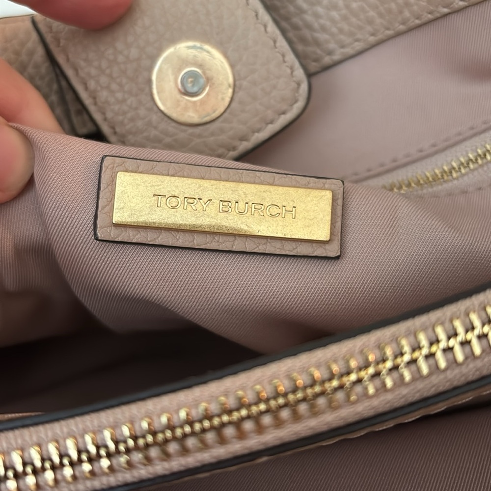 Tory Burch Beige Leather Tote with Tassel - Picture 5 of 8